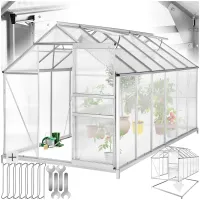 Greenhouse with foundation - anodised aluminium, 185 x 375 x 195cm - 375 x 185 x 195 cm