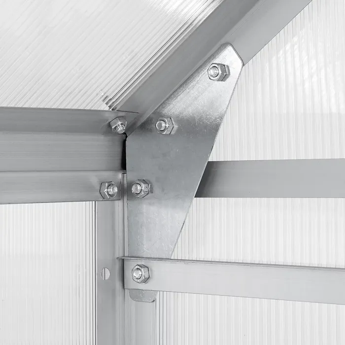 Greenhouse with foundation - anodised aluminium, 185 x 375 x 195cm - 375 x 185 x 195 cm