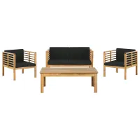 Garden Lounge Set with Table 4 Seater PACIFIC Acacia Wood Black