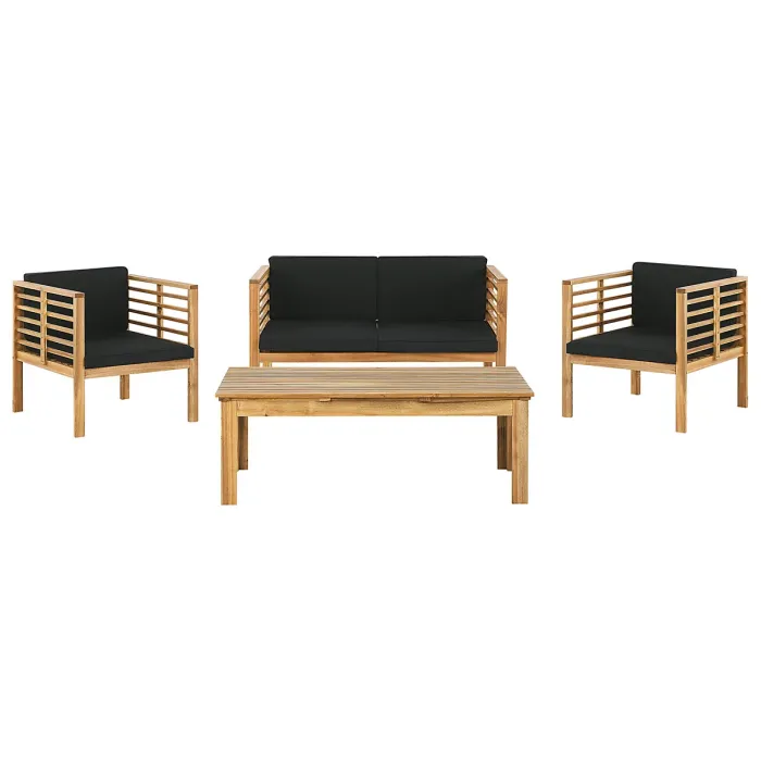 Garden Lounge Set with Table 4 Seater PACIFIC Acacia Wood Black