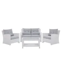 Garden Lounge Set with Table 4 Seater MARINO PE Rattan White