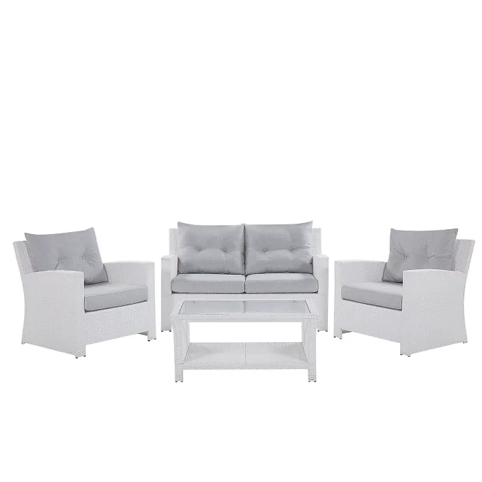 Garden Lounge Set with Table 4 Seater MARINO PE Rattan White