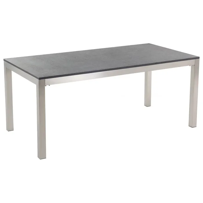 Garden Dining Set 6 Seater GROSSETO Granite Flamed Black/ White