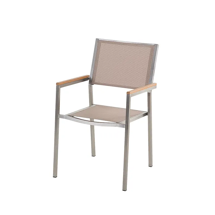 Garden Dining Set 6 Seater GROSSETO Granite Polished Grey/ Beige