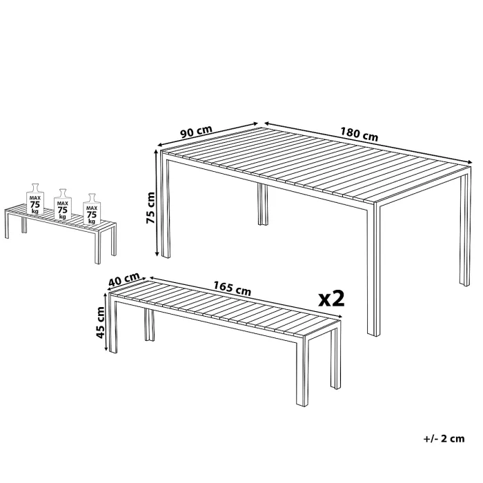 Garden Dining Set 6 Seater NARDO White