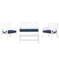 Garden Lounge Set with Table 4 Seater BALTIC Acacia Wood Dark Blue