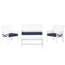 Garden Lounge Set with Table 4 Seater BALTIC Acacia Wood Dark Blue