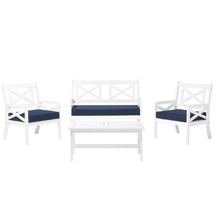 Garden Lounge Set with Table 4 Seater BALTIC Acacia Wood Dark Blue