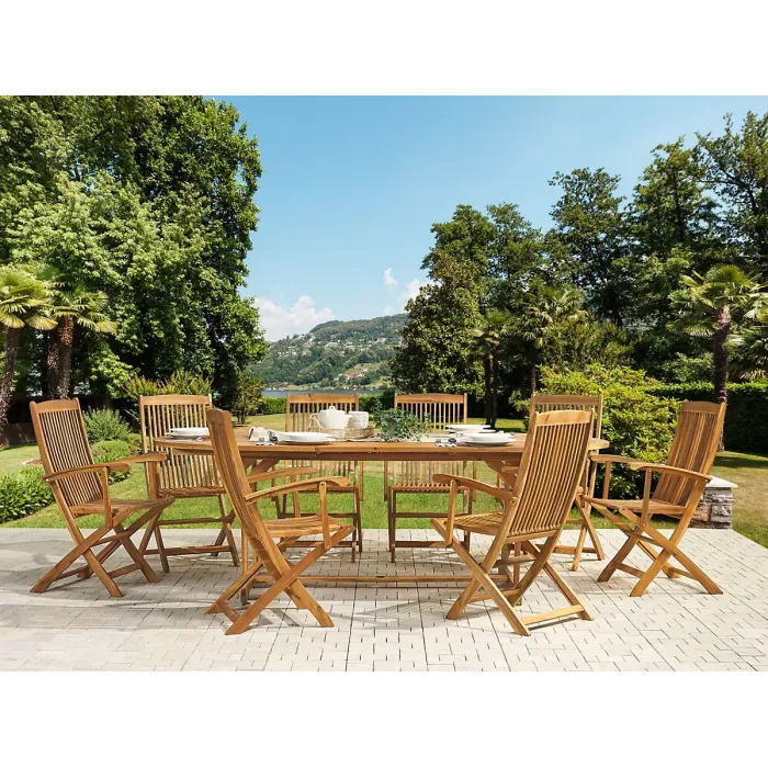 Garden Dining Set 8 Seater MAUI Acacia Wood Light Brown