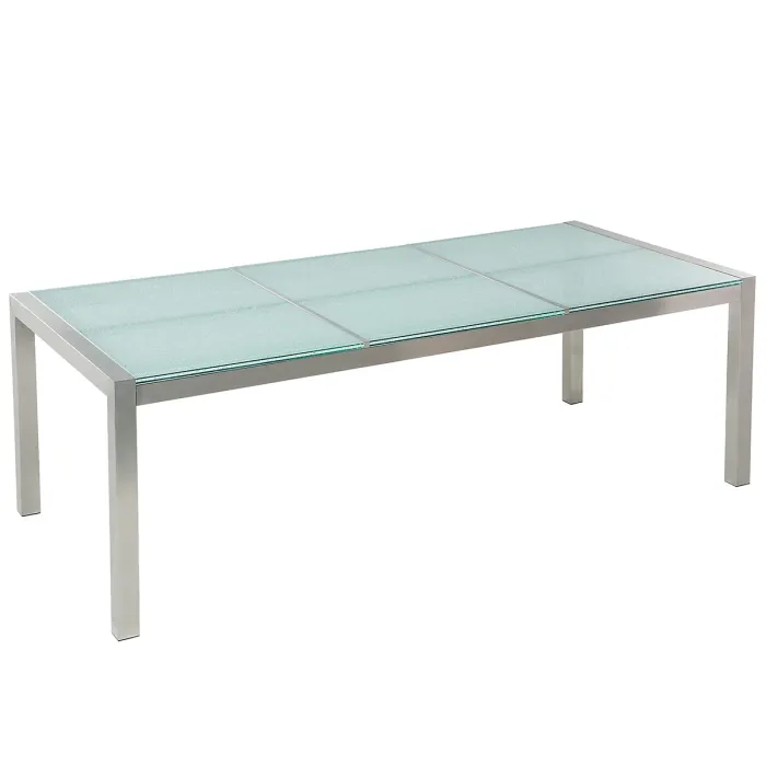 Garden Dining Set 8 Seater GROSSETO Cracked Glass Transparent/ White
