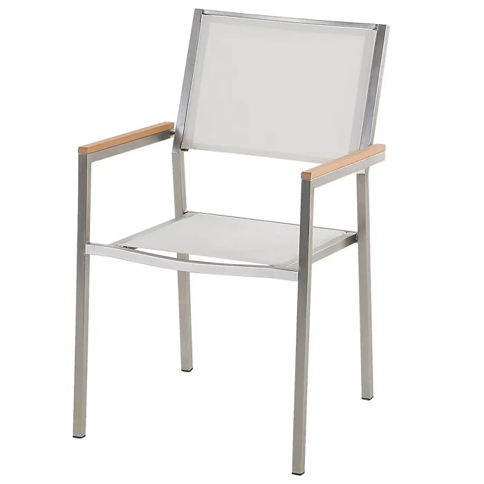 Garden Dining Set 8 Seater GROSSETO Cracked Glass Transparent/ White