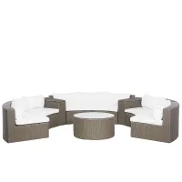 Garden Lounge Set with Table 9 Seater SEVERO PE Rattan Brown