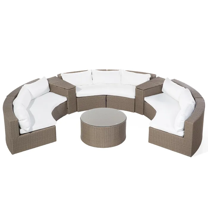 Garden Lounge Set with Table 9 Seater SEVERO PE Rattan Brown