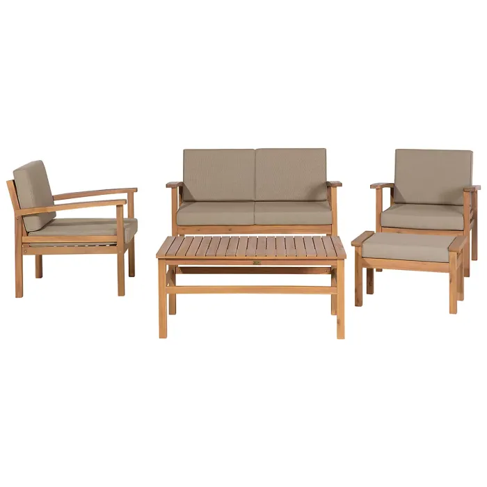 Garden Lounge Set with Table and Ottoman 4 Seater MANILA Acacia Wood Light Brown