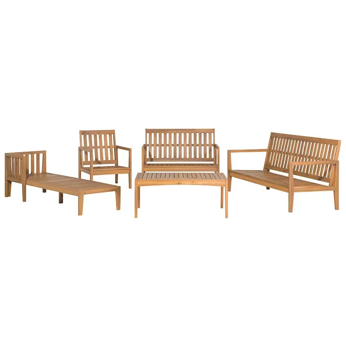 Garden Lounge Set with Table 7 Seater PATAJA Acacia Wood Light Brown