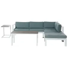Garden Corner Sofa with Table 5 Seater MESSINA Left Hand Metal Green