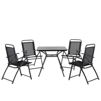 Garden Dining Set 4 Seater LIVO Metal Black
