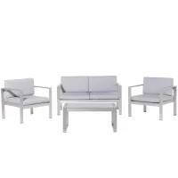 Garden Lounge Set with Table 4 Seater SALERNO Metal Light Grey