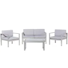 Garden Lounge Set with Table 4 Seater SALERNO Metal Light Grey