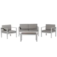 Garden Lounge Set with Table 4 Seater SALERNO Metal Dark Grey
