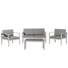 Garden Lounge Set with Table 4 Seater SALERNO Metal Dark Grey