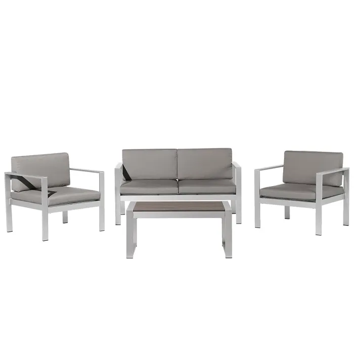 Garden Lounge Set with Table 4 Seater SALERNO Metal Dark Grey