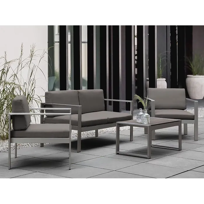 Garden Lounge Set with Table 4 Seater SALERNO Metal Dark Grey