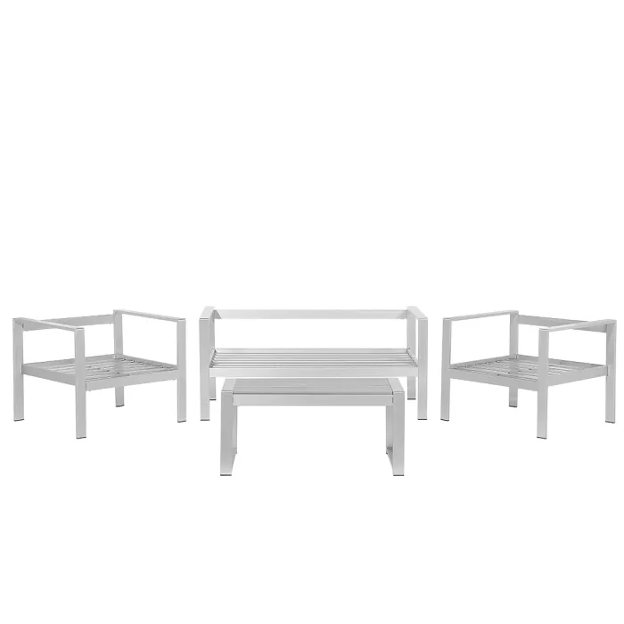 Garden Lounge Set with Table 4 Seater SALERNO Metal Dark Grey
