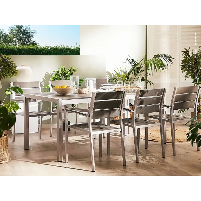 Garden Dining Set 6 Seater VERNIO Grey