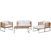 Garden Lounge Set with Table 4 Seater BERMUDA Acacia Wood Brown