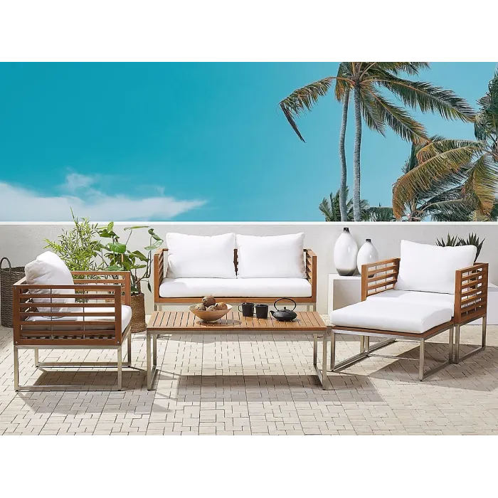 Garden Lounge Set with Table 4 Seater BERMUDA Acacia Wood Brown