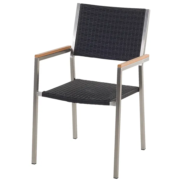 Garden Dining Set 8 Seater GROSSETO Triple Plate Granite Polished Black