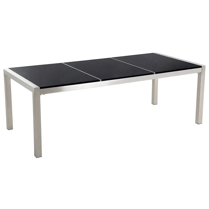 Garden Dining Set 8 Seater GROSSETO Triple Plate Granite Polished Black