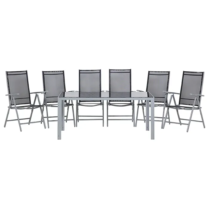Garden Dining Set 6 Seater CATANIA Black