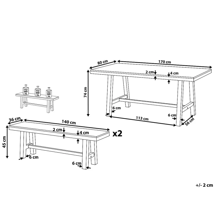 Garden Dining Set 6 Seater SCANIA Acacia Wood White