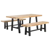 Garden Dining Set 6 Seater SCANIA Acacia Wood Black