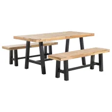 Garden Dining Set 6 Seater SCANIA Acacia Wood Black