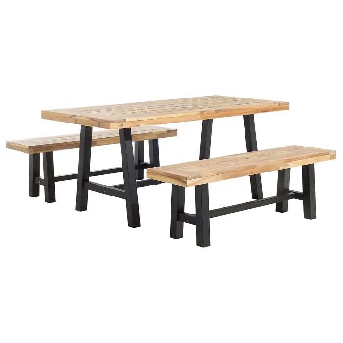 Garden Dining Set 6 Seater SCANIA Acacia Wood Black