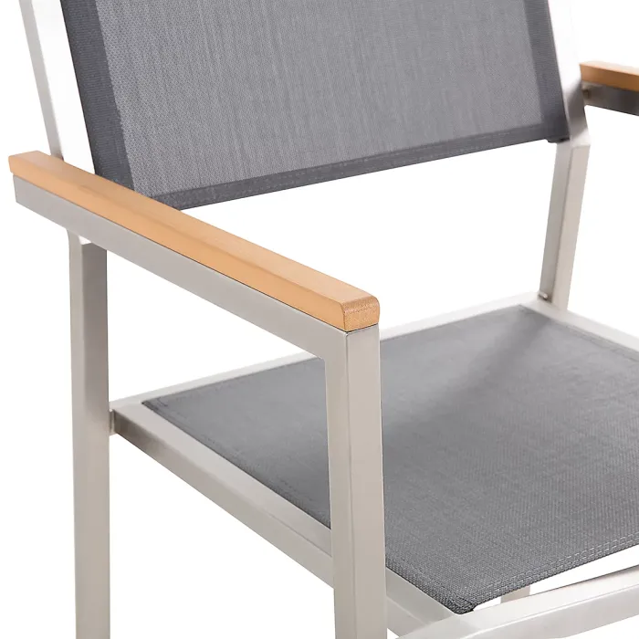 Garden Dining Set 6 Seater GROSSETO Triple Plate Basalt Flamed Black/ Grey