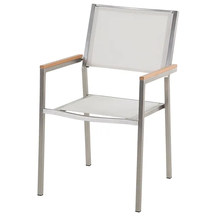 Garden Dining Set 8 Seater GROSSETO Triple Plate Granite Polished Black/ White