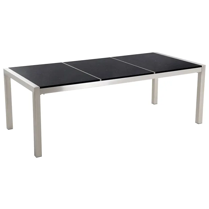 Garden Dining Set 8 Seater GROSSETO Triple Plate Granite Polished Black/ White