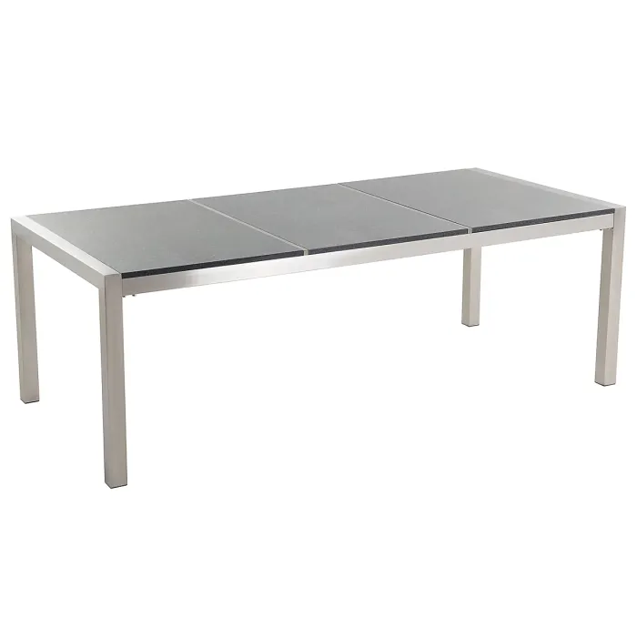 Garden Dining Set 8 Seater GROSSETO Triple Plate Granite Polished Grey/ White