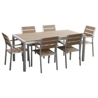 Garden Dining Set 6 Seater VERNIO Brown