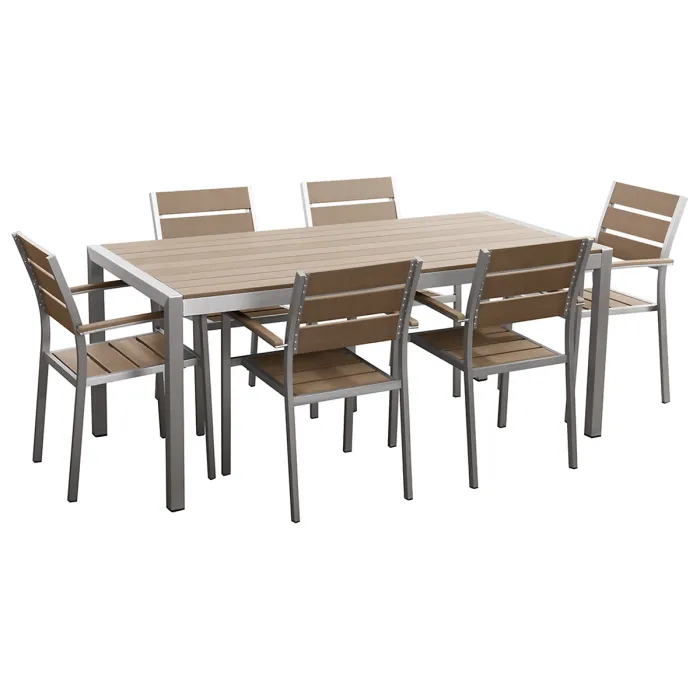 Garden Dining Set 6 Seater VERNIO Brown