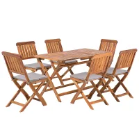 Garden Dining Set 6 Seater CENTO with Cushions Acacia Wood Brown