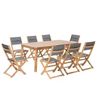 Garden Dining Set 8 Seater CESANA Acacia Wood Light Brown