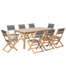 Garden Dining Set 8 Seater CESANA Acacia Wood Light Brown