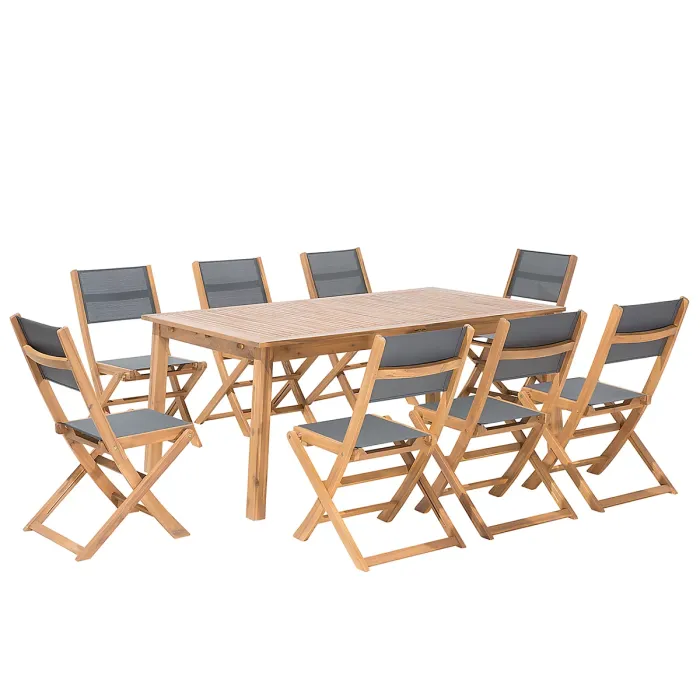 Garden Dining Set 8 Seater CESANA Acacia Wood Light Brown