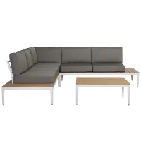 Garden Corner Sofa with Table 5 Seater POSITANO Grey