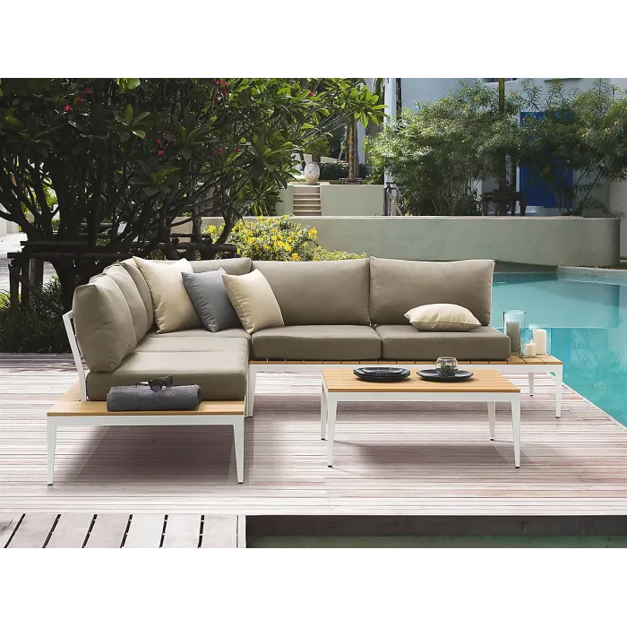 Garden Corner Sofa with Table 5 Seater POSITANO Grey